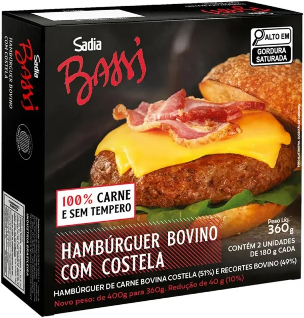 Hambúrguer bovino de Costela Sadia 360g